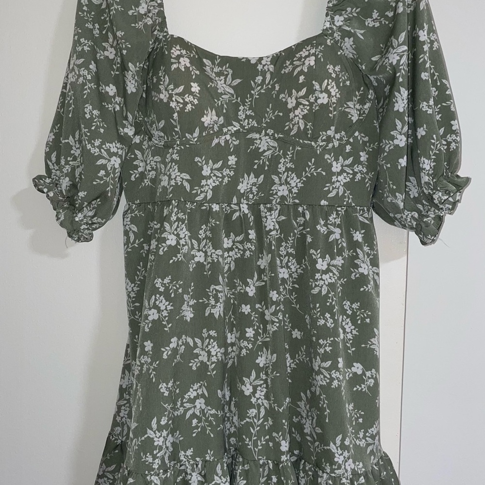 Inspired Hearts Olive Floral Midi Dress